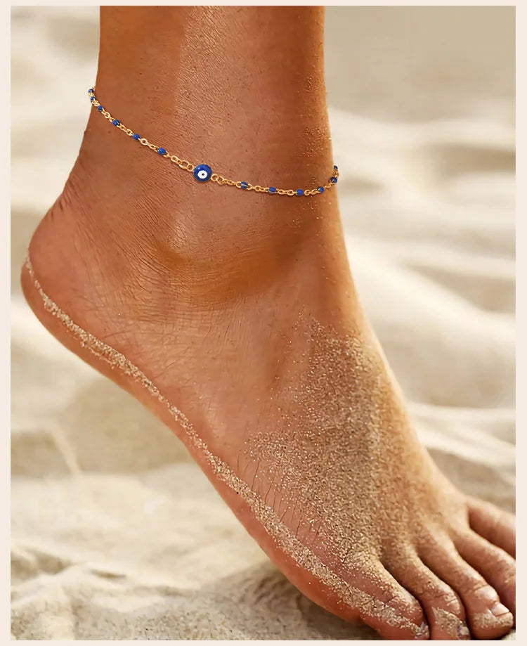 Stainless Steel Lucky Evil Eye Anklet Bracelet for Women
