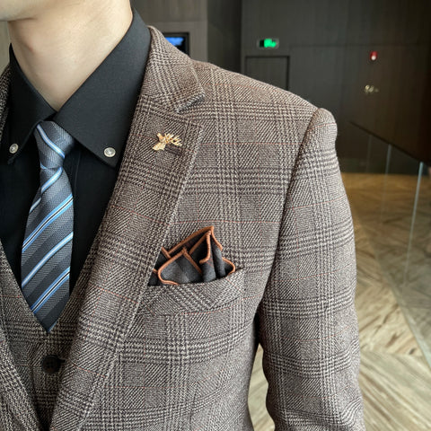 High Quality Plaid Three-Piece Suit
