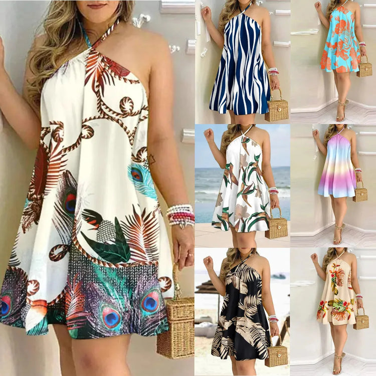 Printed Halter Mini Dress