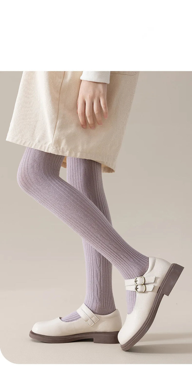 Girls' Ribbed Cotton Tights