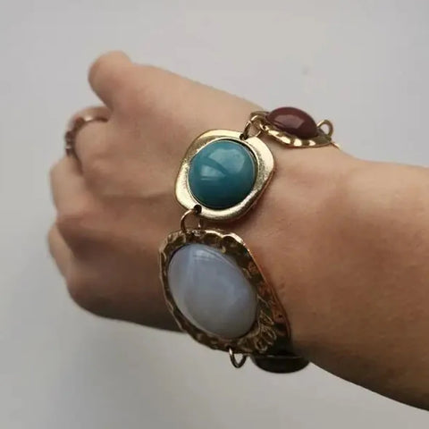 Bohemian Multicolor Resin Stone Charm Bracelet