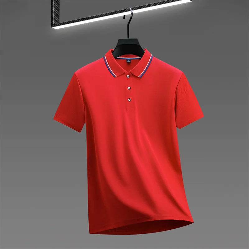 Casual Solid Color Short Sleeved Polo Shirt