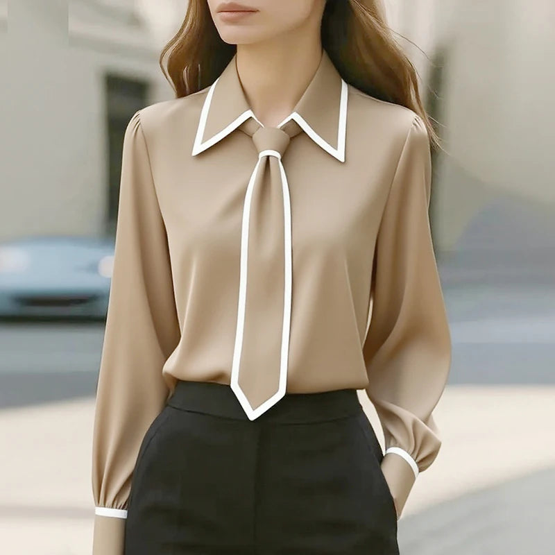 Satin Long-Sleeve Blouse