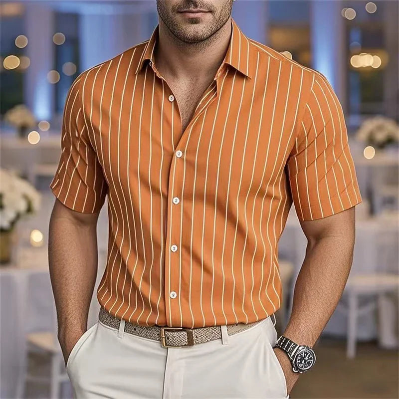 Striped Loose Short Sleeve Shirt