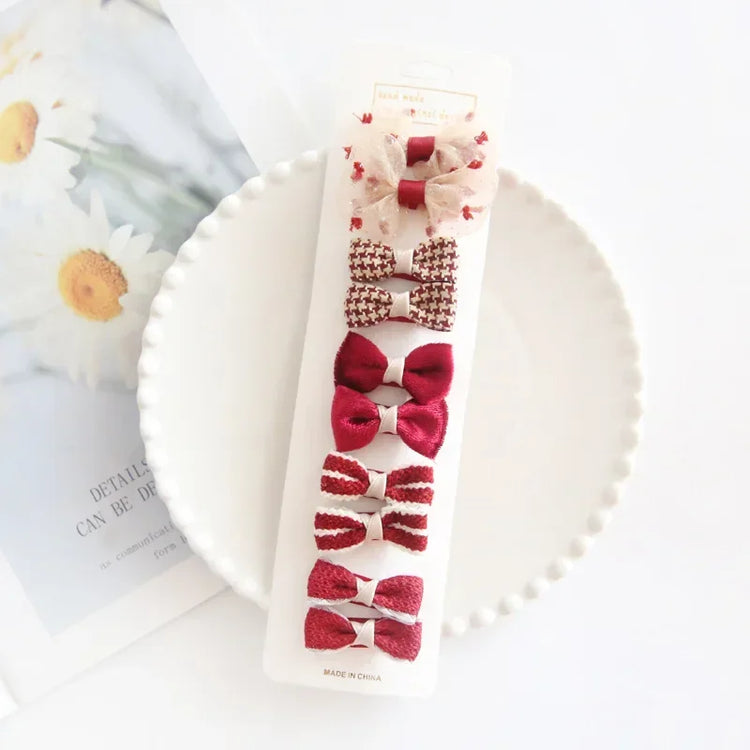 Girls' Bow Hair Clip Set (10 Pieces)