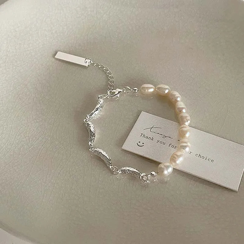 Vintage White Imitation Pearl Chain Bracelet