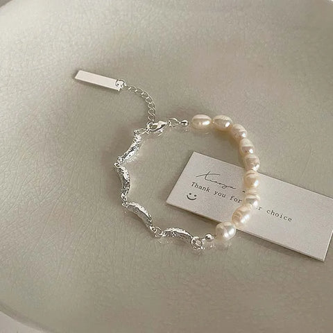 Vintage White Imitation Pearl Chain Bracelet