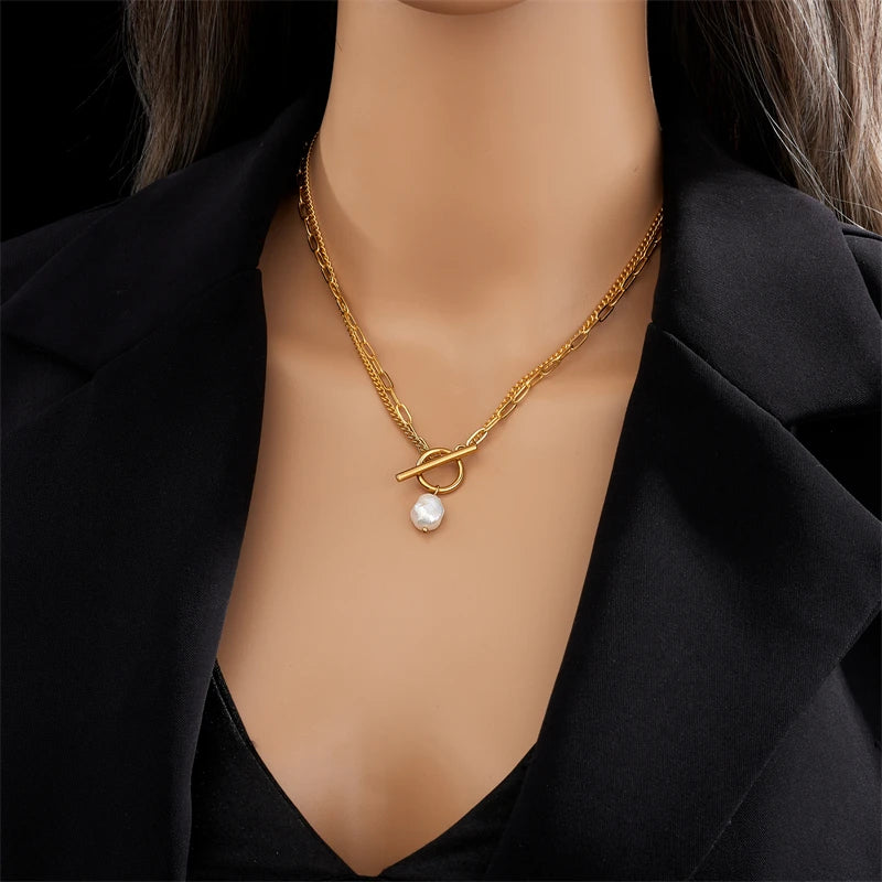 Pearl Toggle Chain Necklace