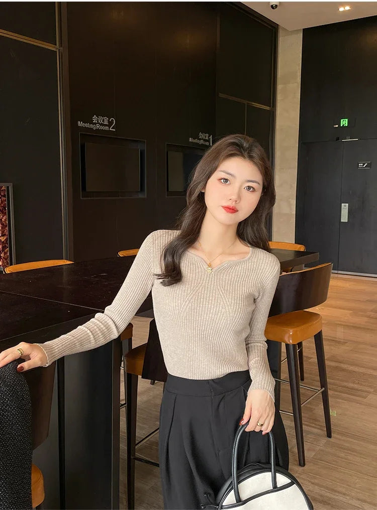 Ribbed V-Neck Sweater