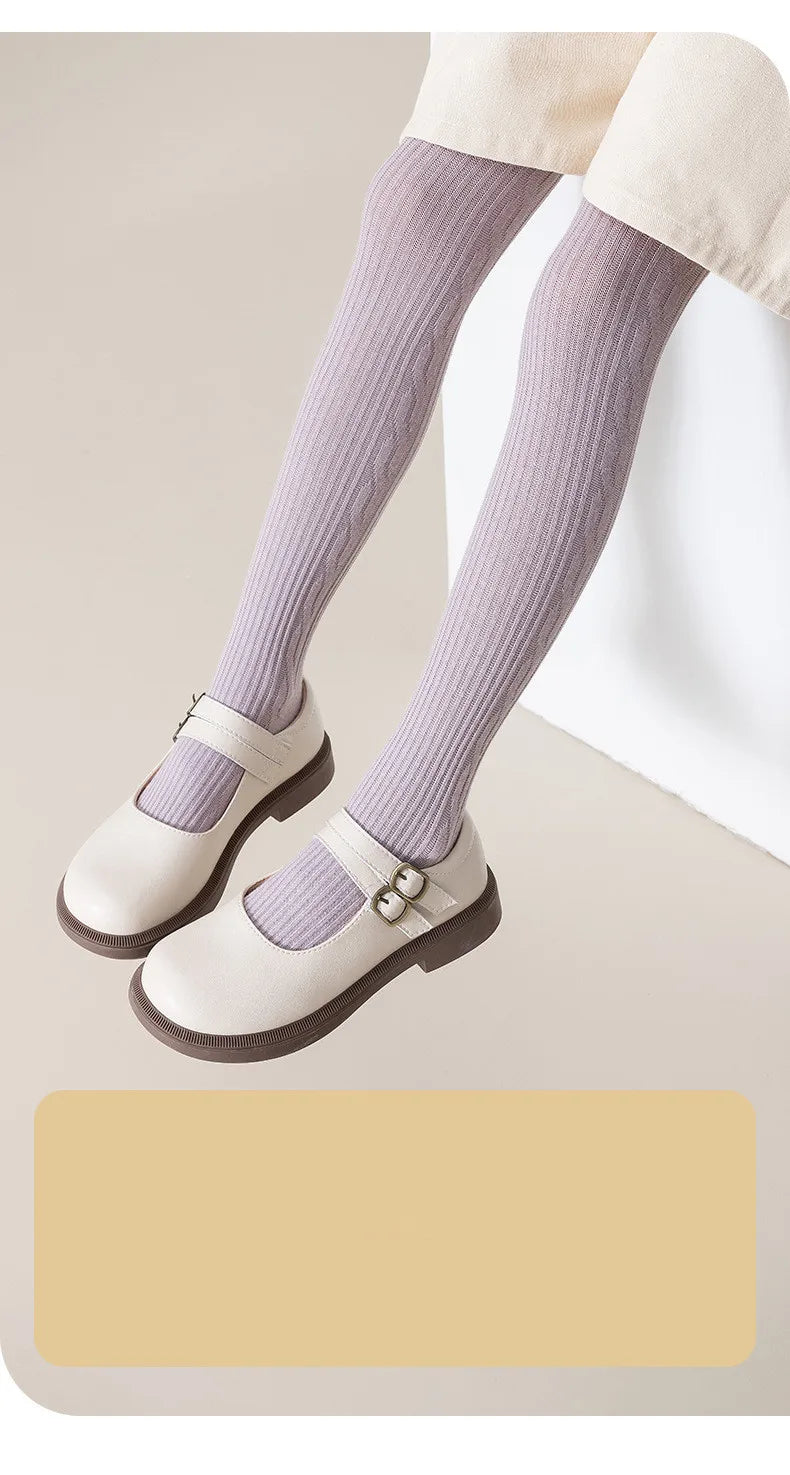 Girls' Ribbed Cotton Tights