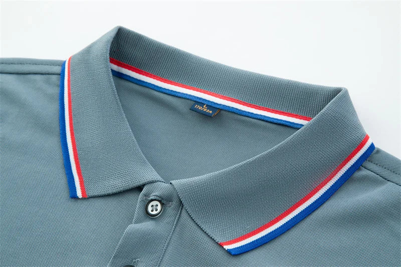 Casual Solid Color Short Sleeved Polo Shirt