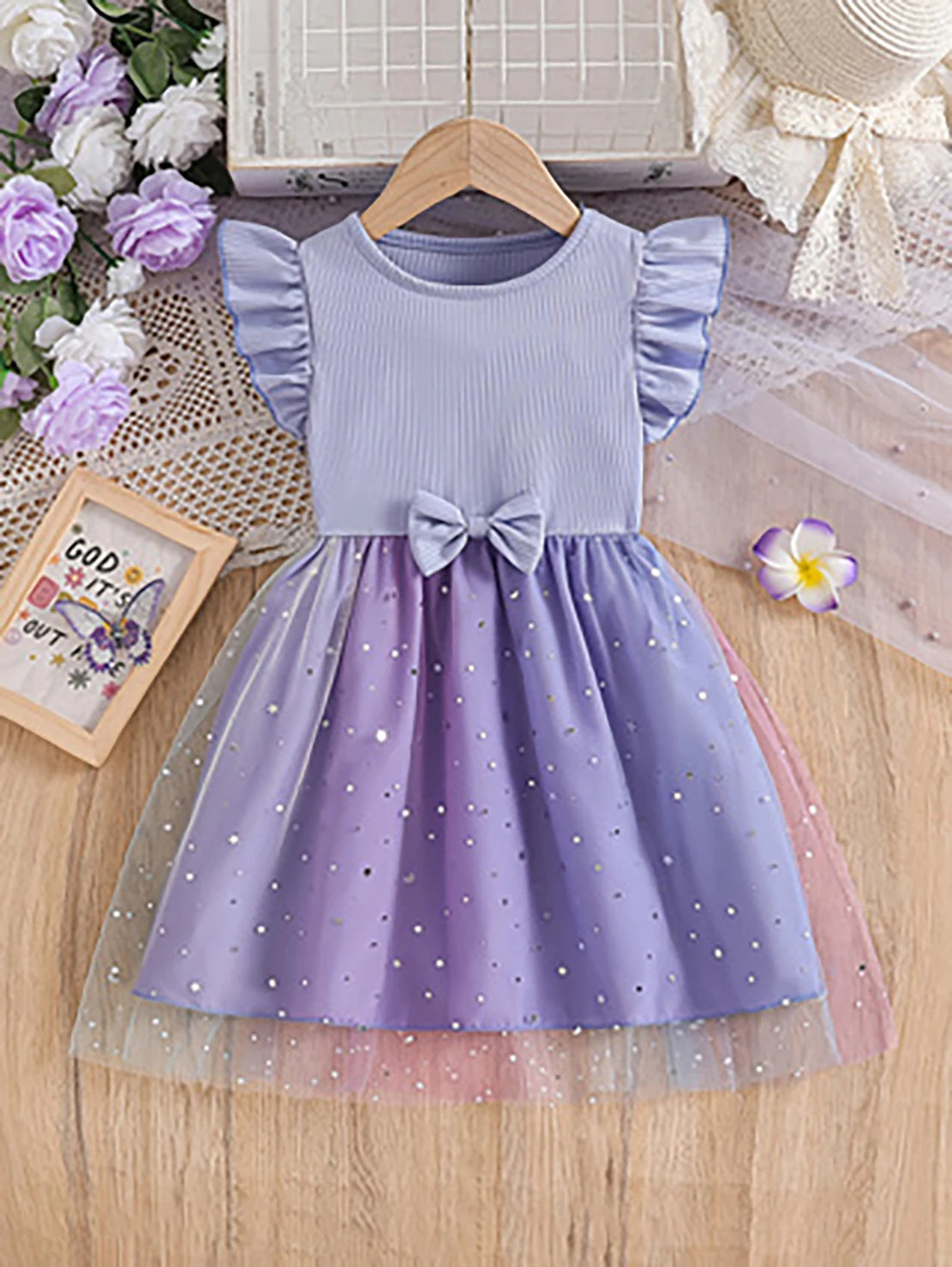 Girls' Sequin Tulle Party Dress