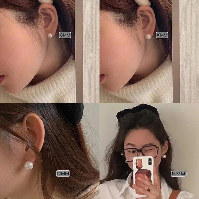 Silver Pearl Earrings 925 Sterling Silver Stud Earrings