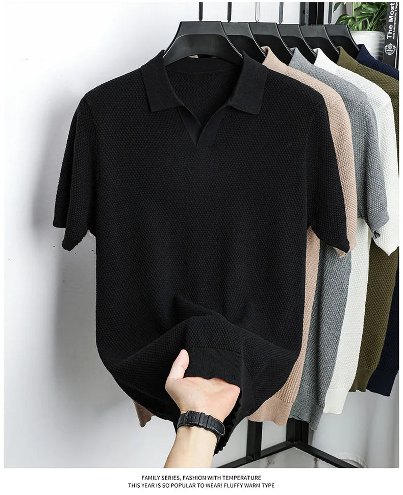 Ribbed Knit Polo