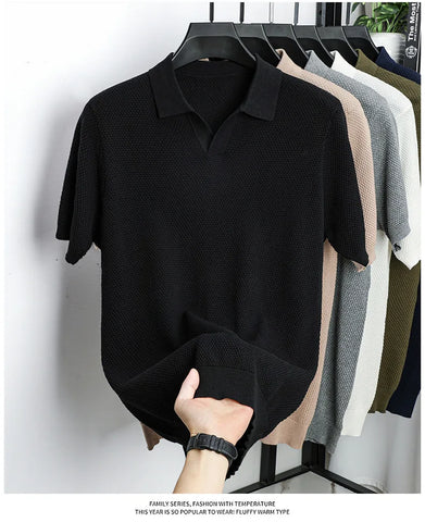 Ribbed Knit Polo