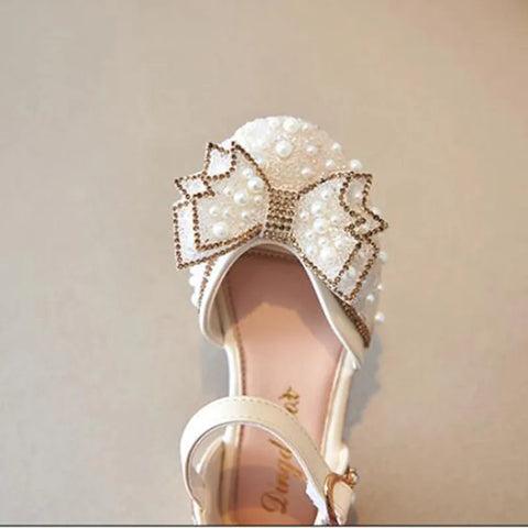 Sandals with Bow & Pearl Sequins