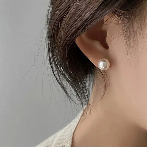 Silver Pearl Earrings 925 Sterling Silver Stud Earrings