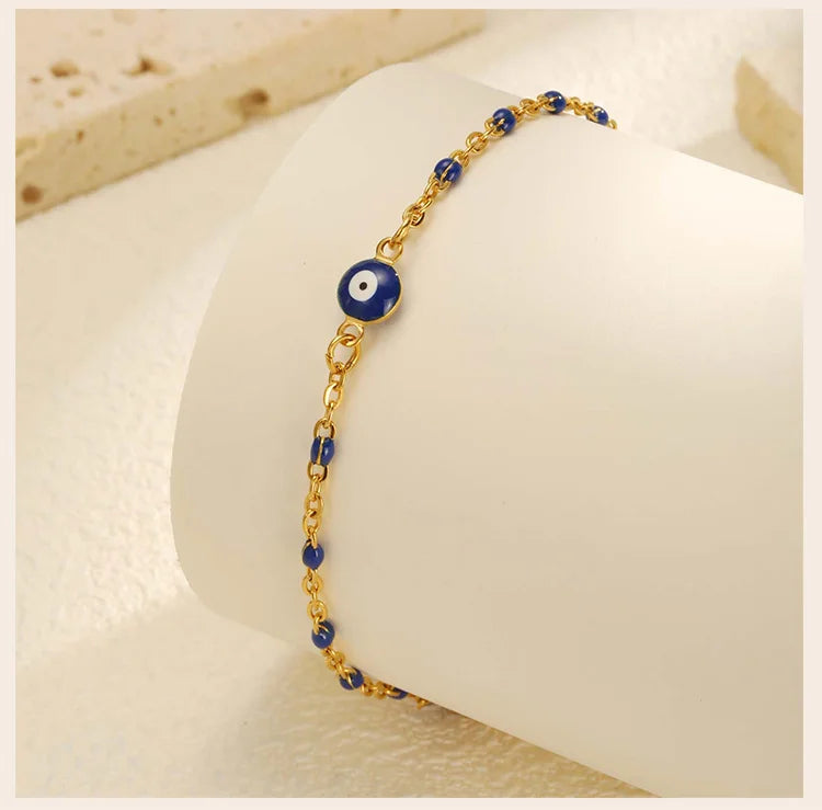 Stainless Steel Lucky Evil Eye Anklet Bracelet for Women