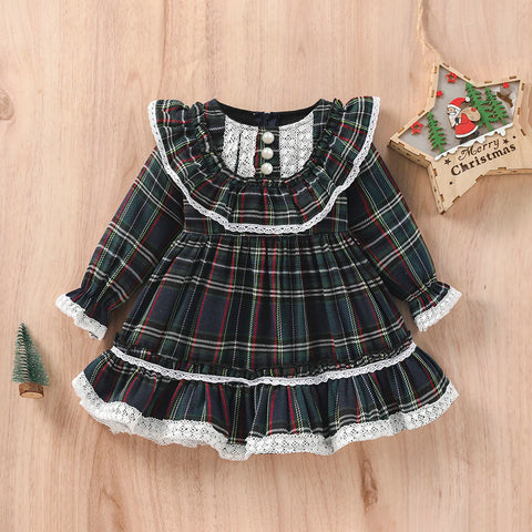 Girls' Red Plaid Holiday Tulle Dress
