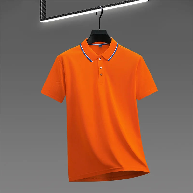 Casual Solid Color Short Sleeved Polo Shirt