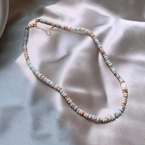Natural Stone Bead Pearl Pendant Bracelet