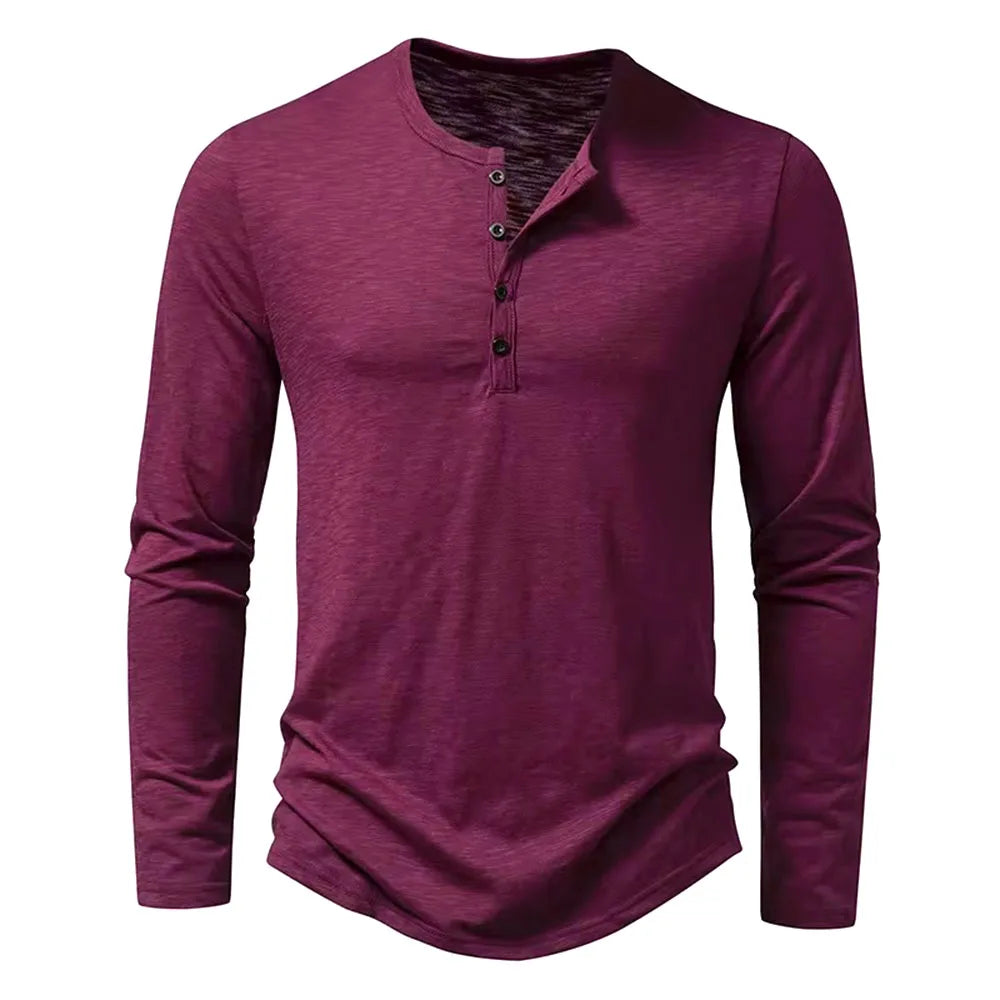 Long-Sleeve Cotton Henley