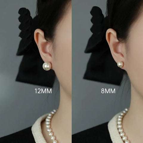 Silver Pearl Earrings 925 Sterling Silver Stud Earrings