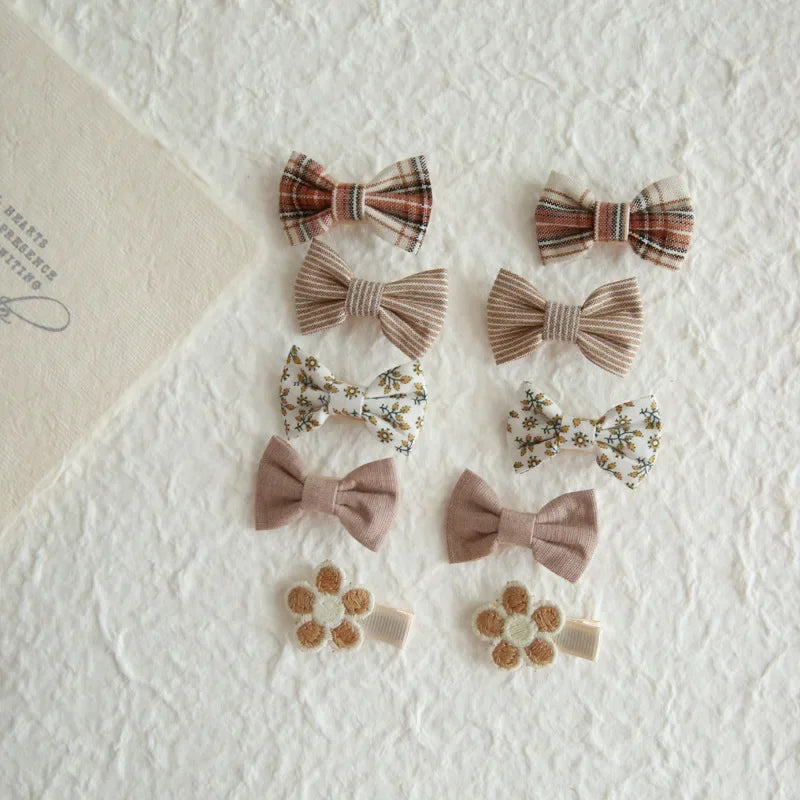 Girls' Bow Hair Clip Set (10 Pieces)