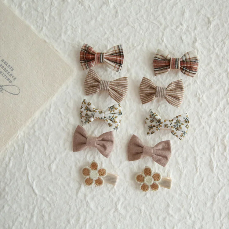 Girls' Bow Hair Clip Set (10 Pieces)
