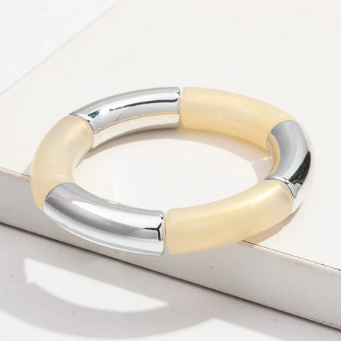 Bohemia Gold Silver Color Acrylic Chunky Bamboo