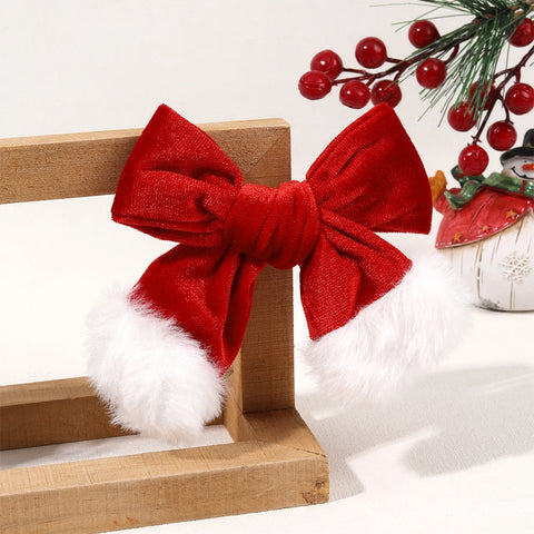 Velvet Holiday Hair Bow Clips