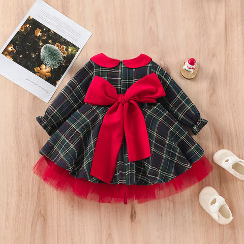 Girls' Red Plaid Holiday Tulle Dress
