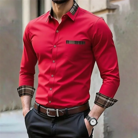 Men's iron-free long-sleeved lapel shirt