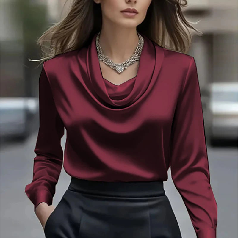Satin Long-Sleeve Blouse