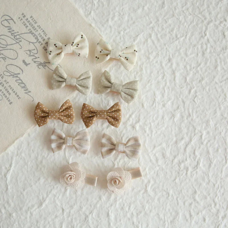 Girls' Bow Hair Clip Set (10 Pieces)