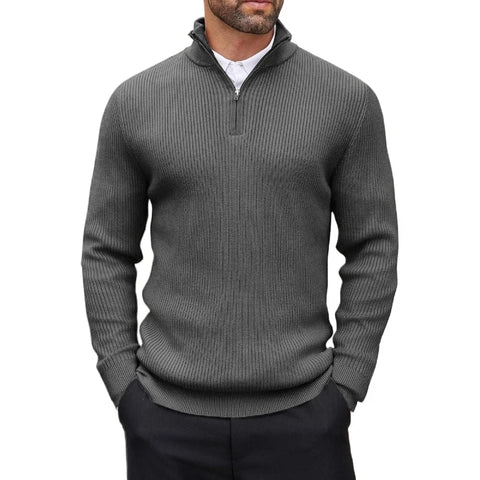 Quarter-Zip Mock Neck Sweater