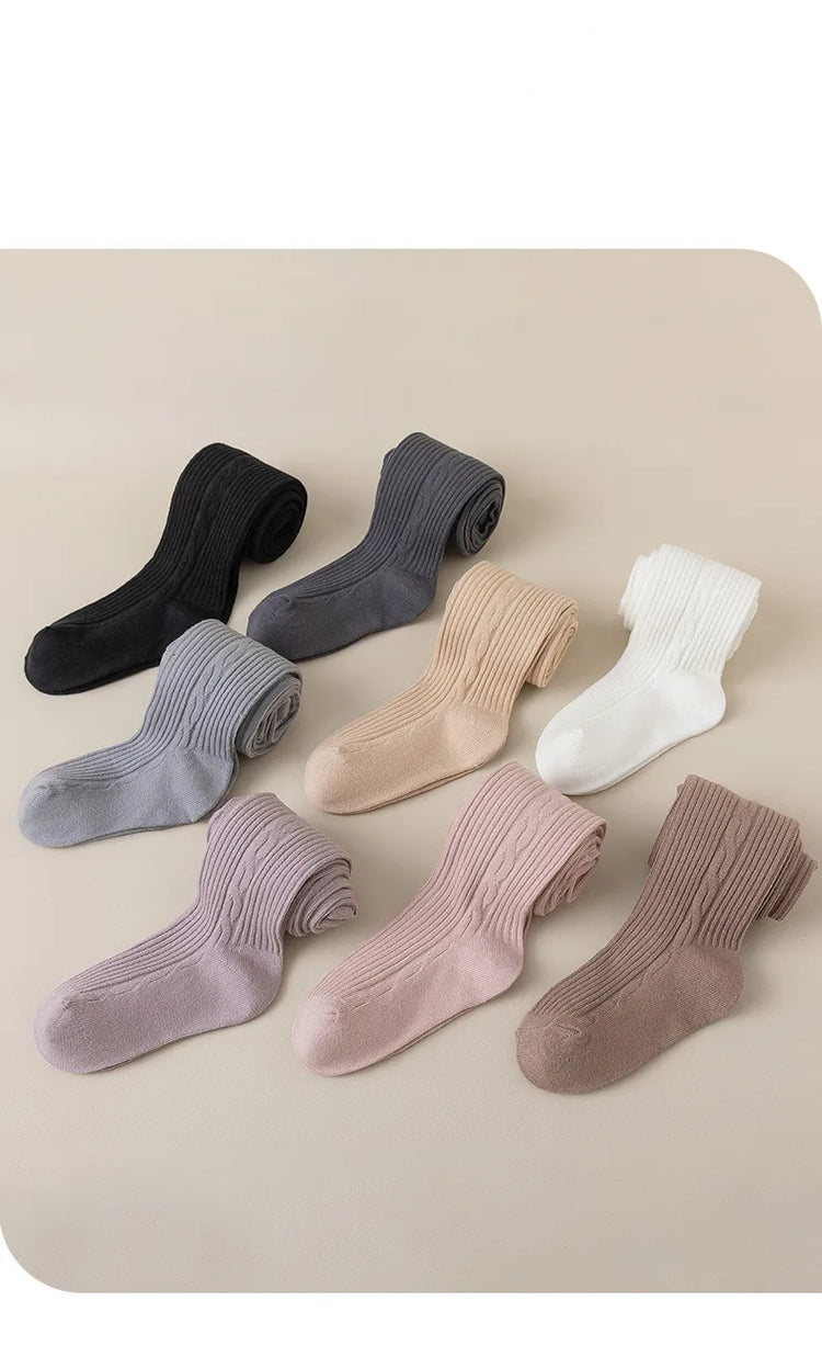 Girls' Ribbed Cotton Tights