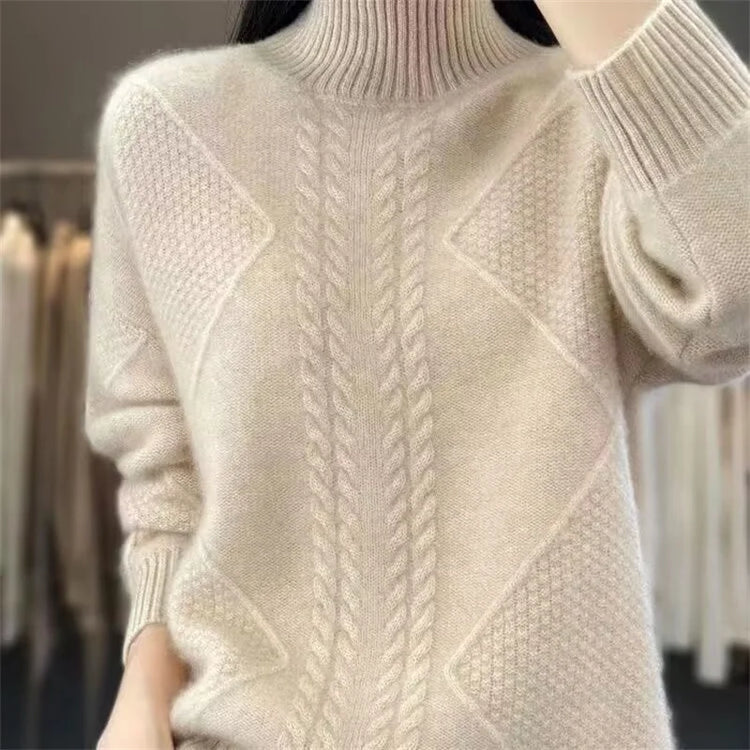 Cable-Knit Half-Turtleneck Sweater