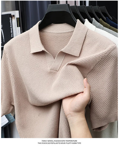 Ribbed Knit Polo