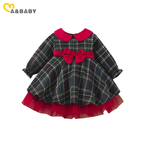 Girls' Red Plaid Holiday Tulle Dress