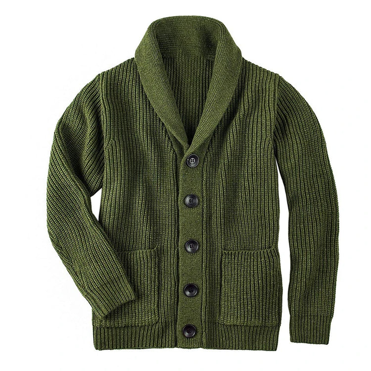 Men's Shawl-Collar Cable Cardigan