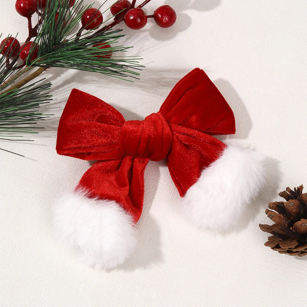 Velvet Holiday Hair Bow Clips