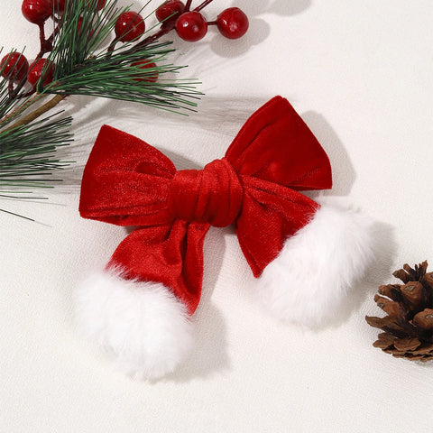 Velvet Holiday Hair Bow Clips