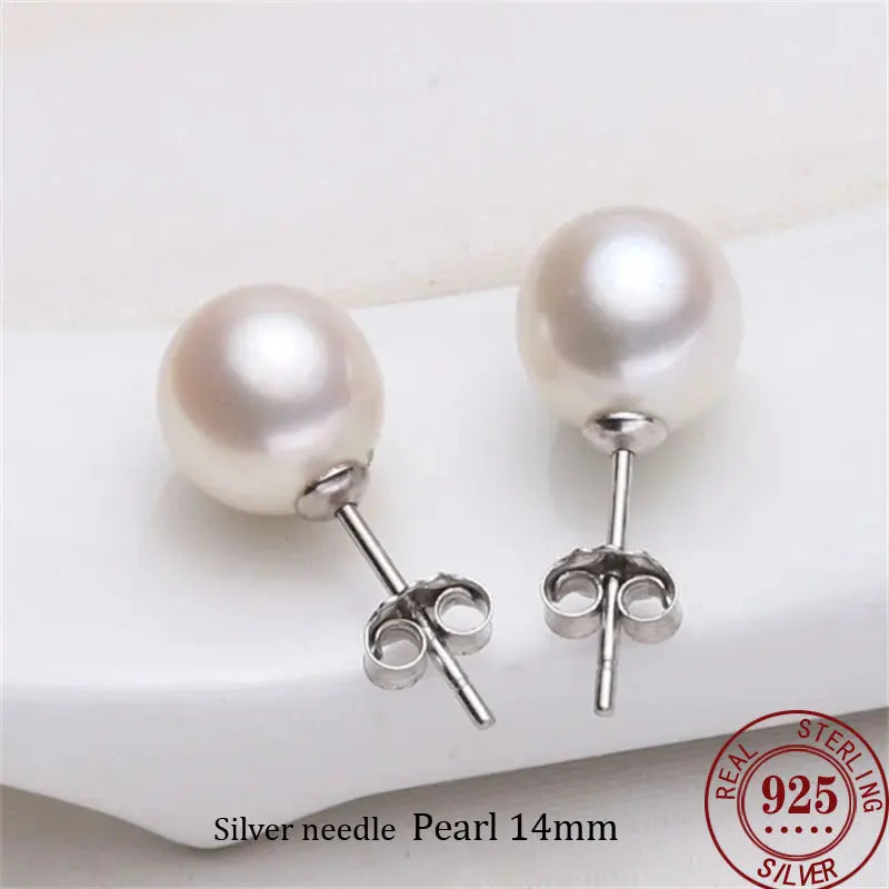Silver Pearl Earrings 925 Sterling Silver Stud Earrings