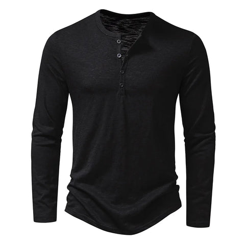 Long-Sleeve Cotton Henley