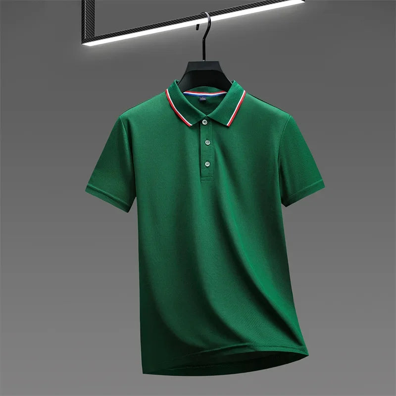 Casual Solid Color Short Sleeved Polo Shirt