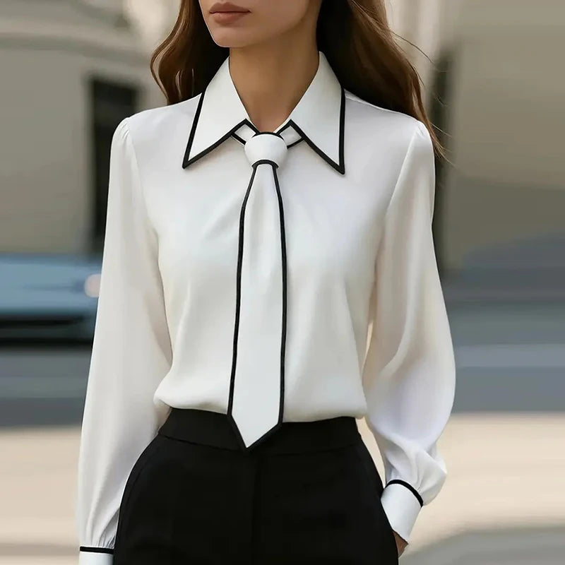 Satin Long-Sleeve Blouse