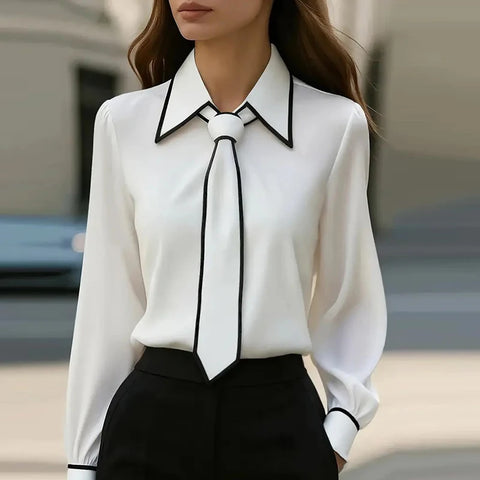 Satin Long-Sleeve Blouse