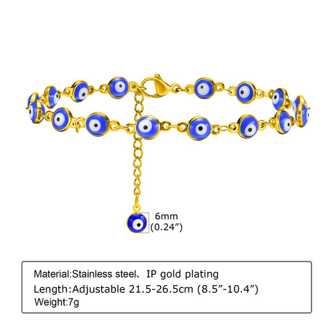 Stainless Steel Lucky Evil Eye Anklet Bracelet for Women