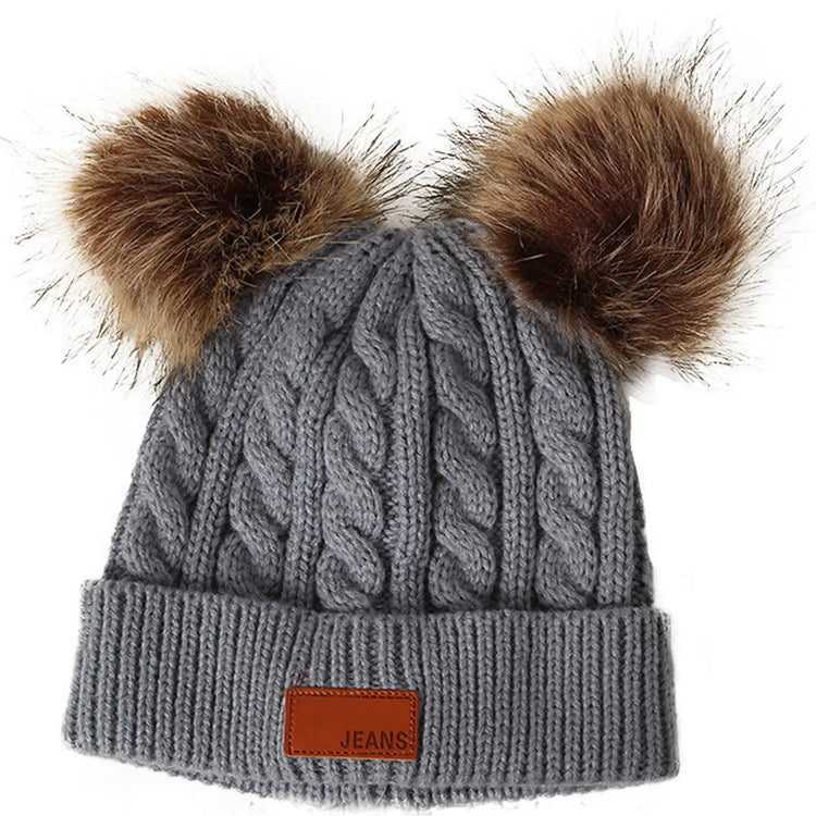 Kids' Pom-Pom Knit Hat, Scarf & Gloves Set